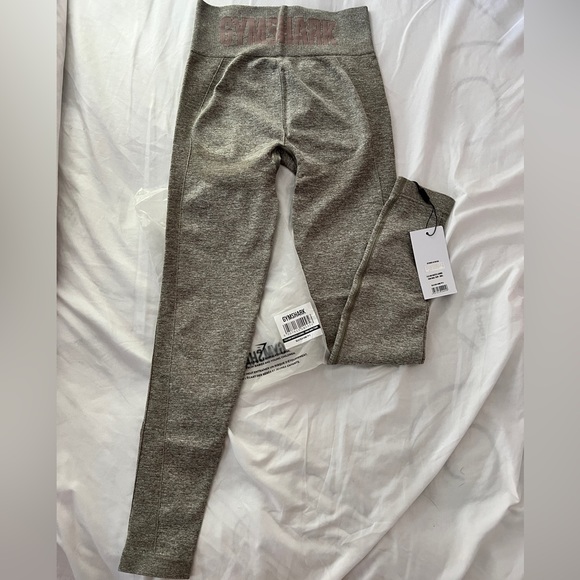 Brand New Gymshark Flex High Waisted Leggings - Khaki Marl/Taupe - Picture 5 of 5